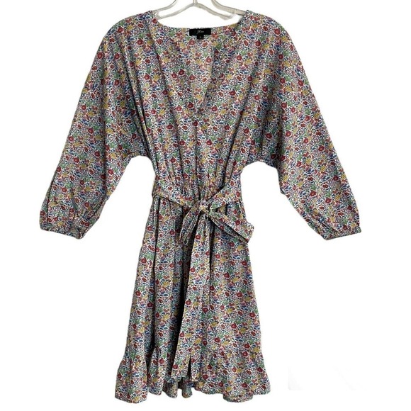 J. Crew Dresses & Skirts - J. Crew Dress Tie-Waist Mini Dress Size S Ditsy Floral L7113 Dolman 3/4 …